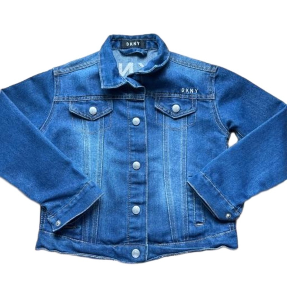 DKNY Girl Jean Jacket Long Sleeve Button Down Blue Denim Size 6